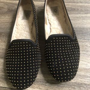 UGG Black with gold stud slip ons